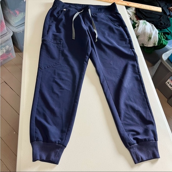 Figs Zamora Scrub Pants Jogger Dark Blue Navy Gray Ties Small W2 - Picture 2 of 7